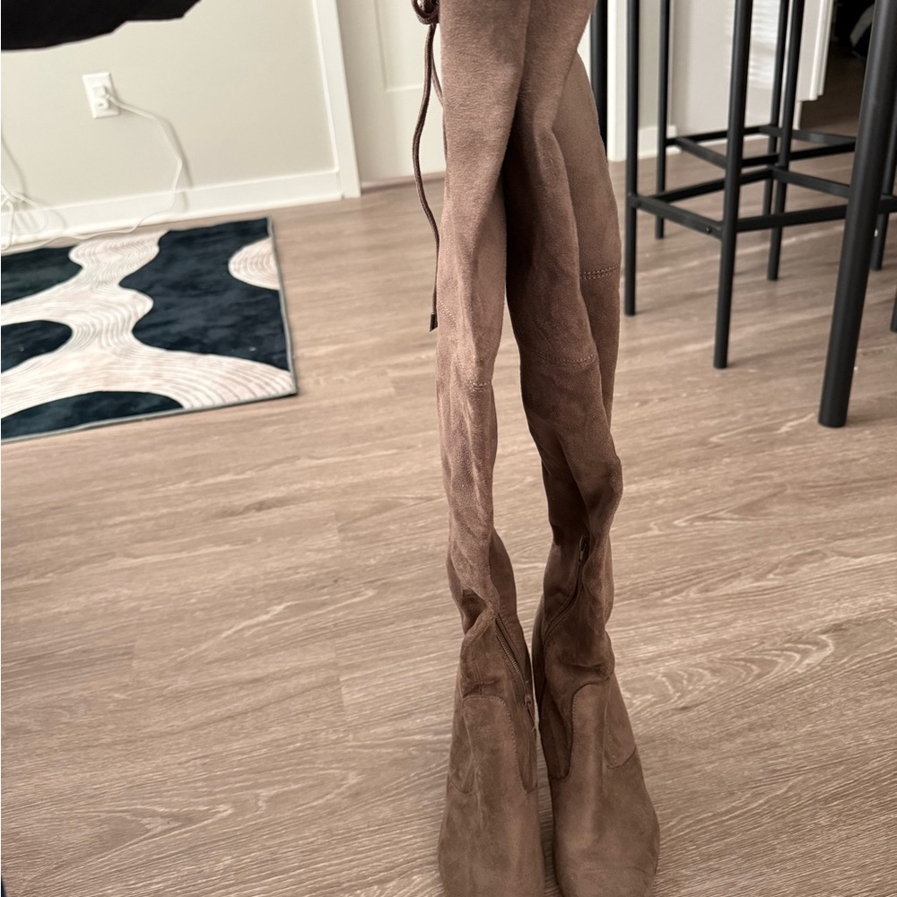 Brown Suede Over-the-Knee Boots